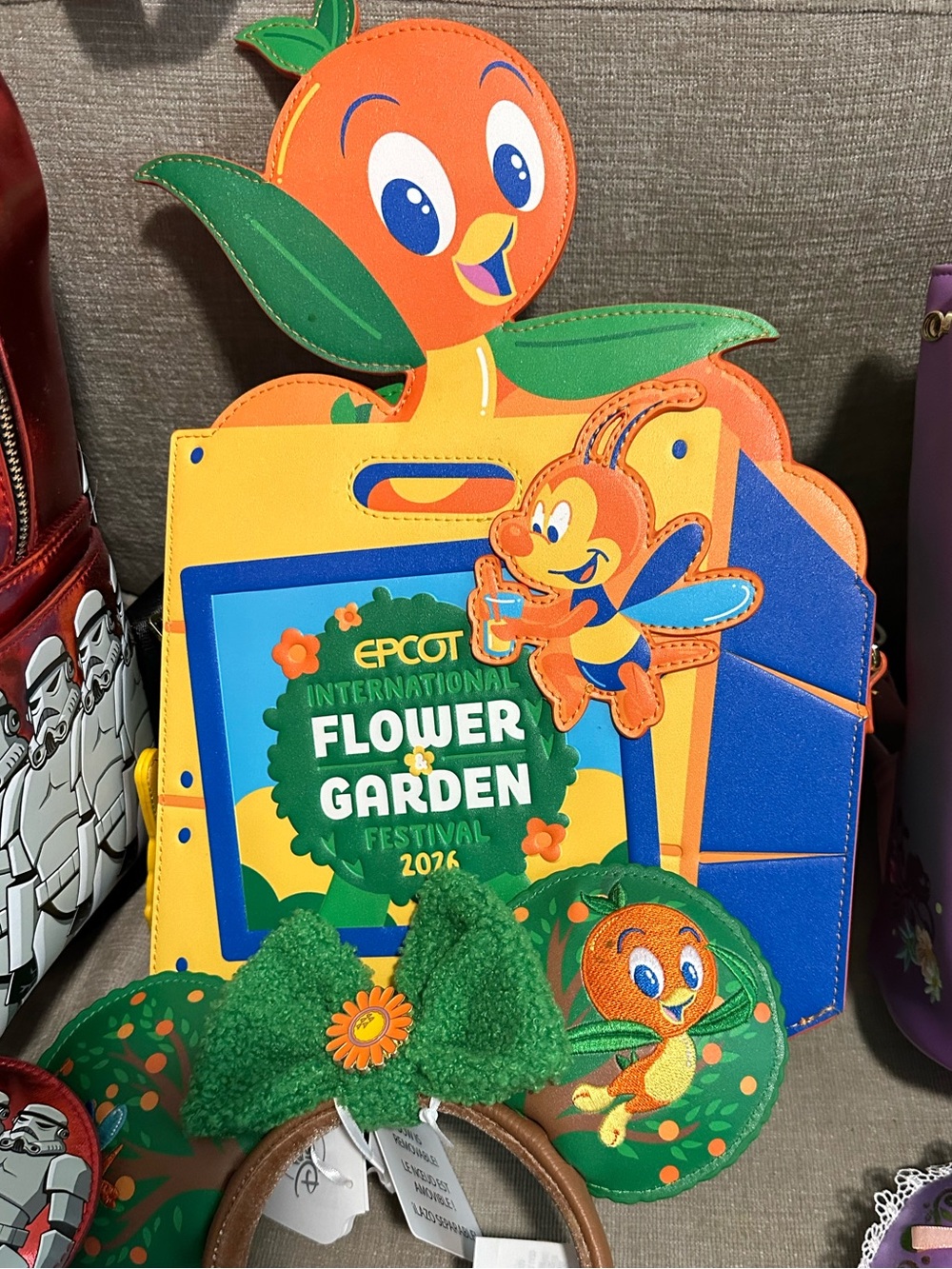 EPCOT Flower & Garden Orange Bird Tote and Matching Minnie Ears NWT